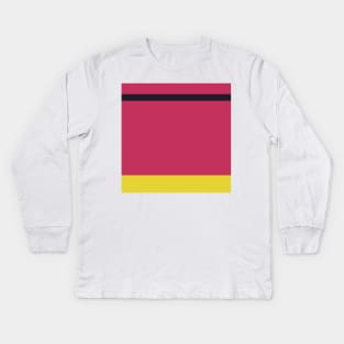 An admirable batter of Very Light Pink, Raisin Black, Almost Black, Dingy Dungeon and Piss Yellow stripes. Kids Long Sleeve T-Shirt